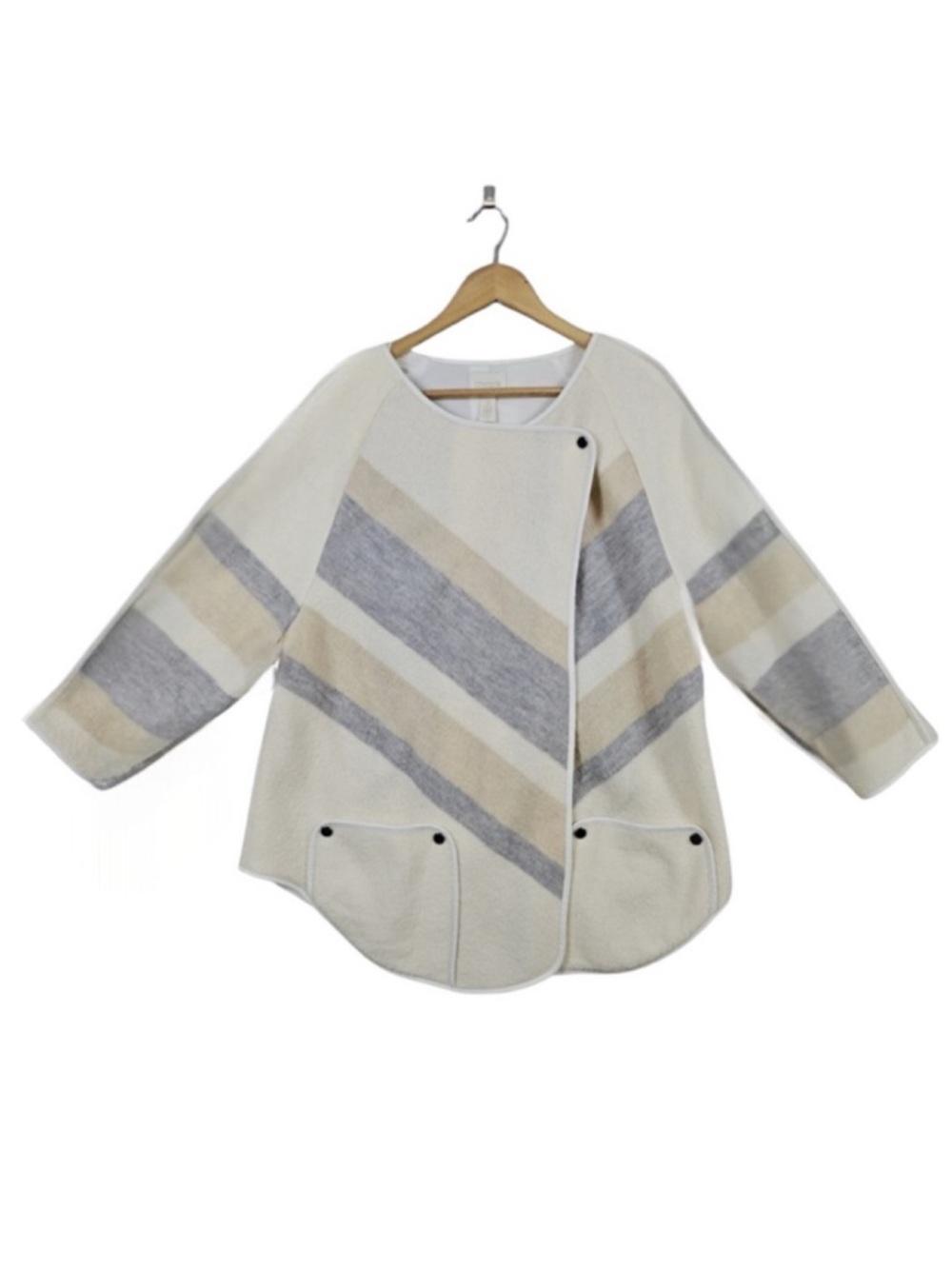 Chico's Yarn Dye Boiled Wool Wrap Jacket Size Large